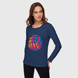 Лонгслив хлопковый женский Ball Volleyball, цвет: тёмно-синий — фото 2