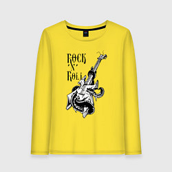Лонгслив хлопковый женский Guitar & Octopus Rock n Roll, цвет: желтый