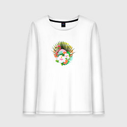 Лонгслив хлопковый женский RETRO HAWAII ретровейв Гаваи, цвет: белый