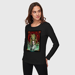 Лонгслив хлопковый женский Иллюстрация Мастера ужасов Г Лавкрафта, цвет: черный — фото 2