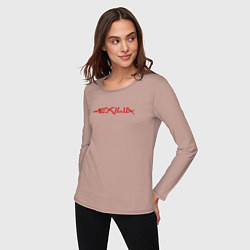 Лонгслив хлопковый женский EXILIA RED LOGO, цвет: пыльно-розовый — фото 2