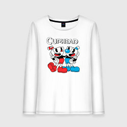 Лонгслив хлопковый женский Cuphead Чашечки, цвет: белый