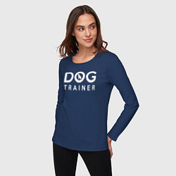Лонгслив хлопковый женский DOG Trainer, цвет: тёмно-синий — фото 2