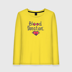 Лонгслив хлопковый женский Blood Donation, цвет: желтый