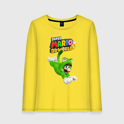 Лонгслив хлопковый женский Luigi cat Super Mario 3D World Nintendo, цвет: желтый