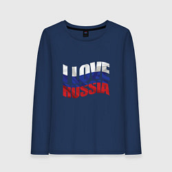 Лонгслив хлопковый женский Love - Russia, цвет: тёмно-синий