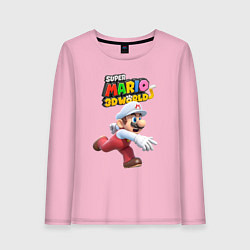Лонгслив хлопковый женский Super Mario 3D World Video game Nintendo, цвет: светло-розовый