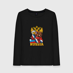 Лонгслив хлопковый женский Хоккей - Russia, цвет: черный