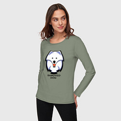 Лонгслив хлопковый женский Самоед Team, цвет: авокадо — фото 2