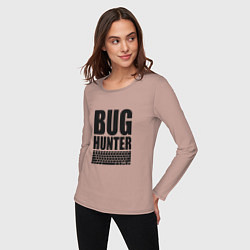 Лонгслив хлопковый женский Bug Хантер, цвет: пыльно-розовый — фото 2