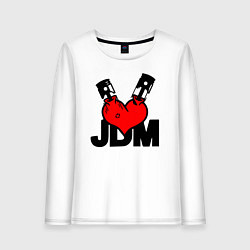 Лонгслив хлопковый женский JDM Heart Piston Japan, цвет: белый