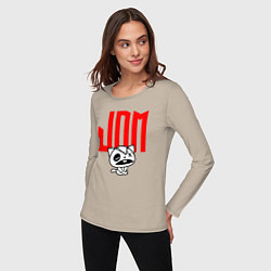 Лонгслив хлопковый женский JDM Kitten-Zombie Japan, цвет: миндальный — фото 2