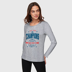 Лонгслив хлопковый женский QUEEN WE ARE THE CHAMPIONS, цвет: меланж — фото 2