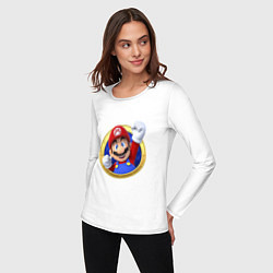 Лонгслив хлопковый женский Марио 3d, цвет: белый — фото 2
