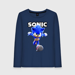 Лонгслив хлопковый женский Sonic the Hedgehog 2022, цвет: тёмно-синий