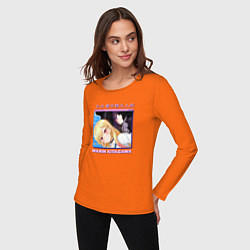 Лонгслив хлопковый женский Марин Китагава с подругой спина к спине, цвет: оранжевый — фото 2