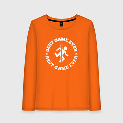 Лонгслив хлопковый женский Символ Portal и круглая надпись Best Game Ever, цвет: оранжевый