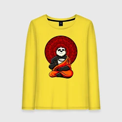 Лонгслив хлопковый женский Медитация панды Дзен, цвет: желтый