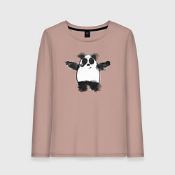 Лонгслив хлопковый женский Акварельная панда, цвет: пыльно-розовый