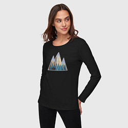 Лонгслив хлопковый женский Деревянные горы, цвет: черный — фото 2
