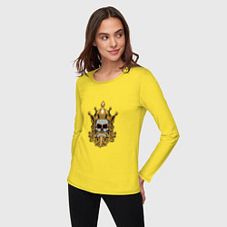 Лонгслив хлопковый женский King - Skull, цвет: желтый — фото 2