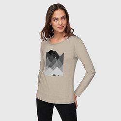 Лонгслив хлопковый женский Медведь и треугольные горы, цвет: миндальный — фото 2