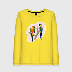 Лонгслив хлопковый женский Попугай Аратинга Птицы, цвет: желтый