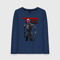 Лонгслив хлопковый женский Terminator 2 - T800, цвет: тёмно-синий