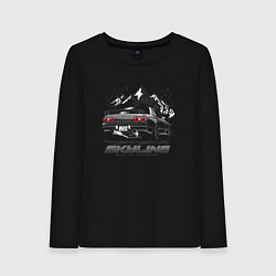 Лонгслив хлопковый женский Nissan Skyline Скайлайн, цвет: черный