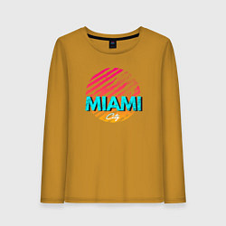 Лонгслив хлопковый женский Майами Флорида, цвет: горчичный