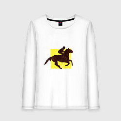 Лонгслив хлопковый женский Конный спорт Скачки, цвет: белый