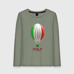 Лонгслив хлопковый женский 3d aerostat Italy flag, цвет: авокадо