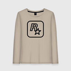 Лонгслив хлопковый женский Логотип Rockstar games чб, цвет: миндальный