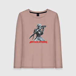 Лонгслив хлопковый женский Райден из Metal Gear Rising с мечом, цвет: пыльно-розовый