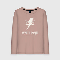 Лонгслив хлопковый женский Белые шрамы лого винтаж, цвет: пыльно-розовый