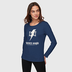 Лонгслив хлопковый женский Белые шрамы лого винтаж, цвет: тёмно-синий — фото 2