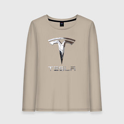 Женский лонгслив Tesla Logo Тесла Логотип