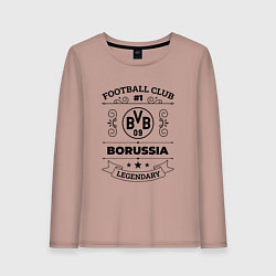Лонгслив хлопковый женский Borussia: Football Club Number 1 Legendary, цвет: пыльно-розовый