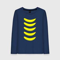Лонгслив хлопковый женский Пять бананов, цвет: тёмно-синий