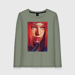 Лонгслив хлопковый женский Milla Jovovich - The Fifth Element, цвет: авокадо