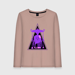 Лонгслив хлопковый женский Геншин Импакт Скарамучча, цвет: пыльно-розовый