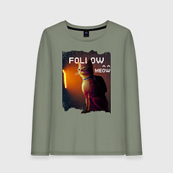 Лонгслив хлопковый женский STRAY FOLLOW MEOW, цвет: авокадо