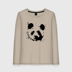 Лонгслив хлопковый женский Прикольный панда - клякса, цвет: миндальный