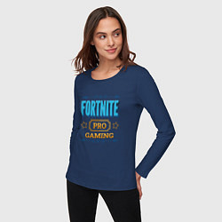 Лонгслив хлопковый женский Игра Fortnite pro gaming, цвет: тёмно-синий — фото 2