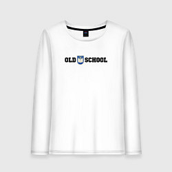 Лонгслив хлопковый женский Old school, шеврон старой школы, цвет: белый