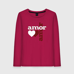 Лонгслив хлопковый женский Amor, Amor - два сердца, цвет: маджента