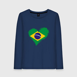 Лонгслив хлопковый женский Сердце - Бразилия, цвет: тёмно-синий