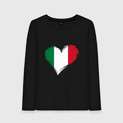 Лонгслив хлопковый женский Сердце - Италия, цвет: черный