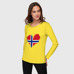 Лонгслив хлопковый женский Сердце - Норвегия, цвет: желтый — фото 2