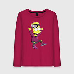 Лонгслив хлопковый женский Барт Симпсон в прыжке, цвет: маджента